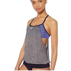 Nike Swimsuit Layered Sport Tankini Striped